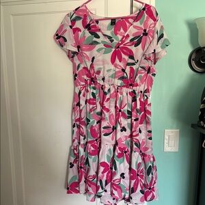 Pink and Green Ruffled Flutter Sleeve Sundress